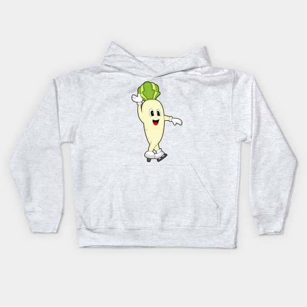 Radish Ice skating Ice skates Kids Hoodie by Markus Schnabel